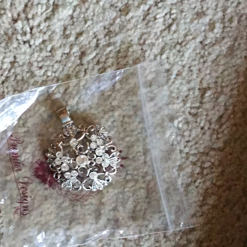 Silver with rhinestone charm